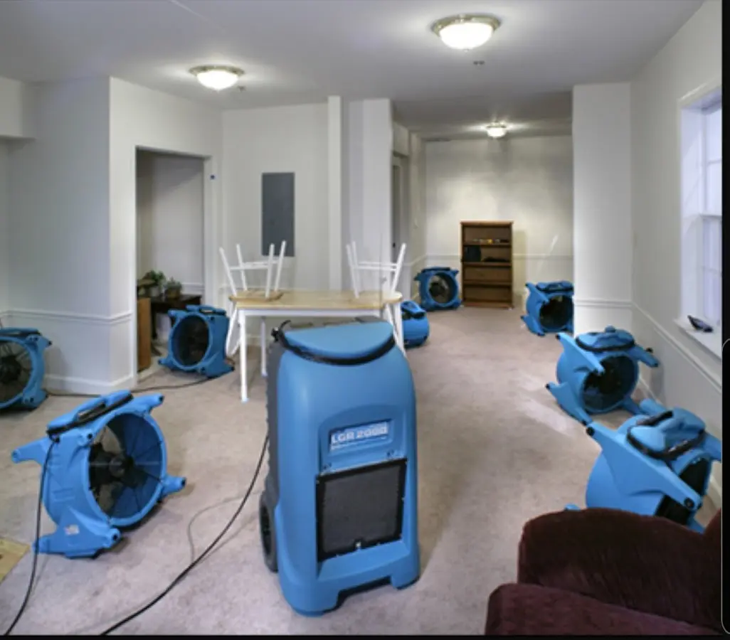Air movers and dehumidifier setup for Water Extraction & Removal in North Branch